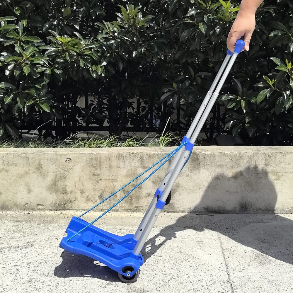 Heavy Duty Foldable Hand Truck 40kg Capacity Portable Folding Trolley Cart for Travel Luggage Shopping Home Use Car Storage