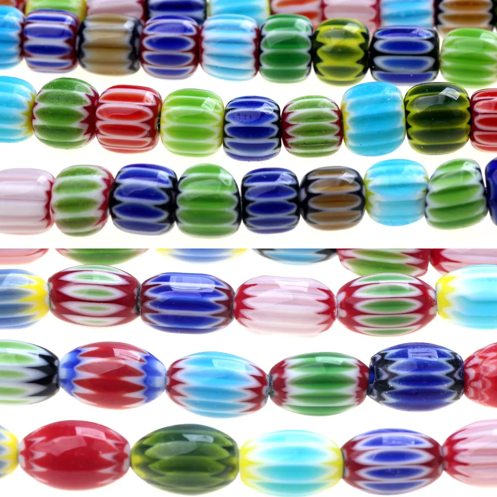 

20pcs/lot mixed color Nepalese style handmade glass beads Bucket space printing lamp beads DIY bracelet jewelry production