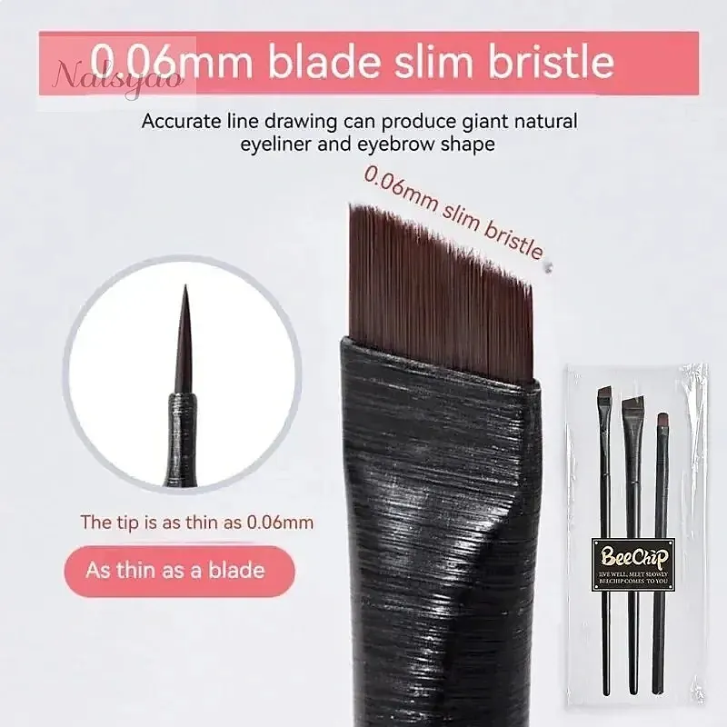 3PCS Eyeliner Eyebrow Contour Makeup Brush Set Super Soft Fiber Comfortable Grip Natural Makeup Application