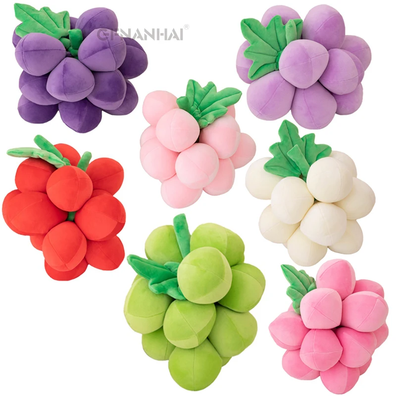 Cute A bunch of Grapes Plush Toy Multicolored Grapes Stuffed Soft Plant Plush Doll Innovative Home Decorative Ornaments Gifts