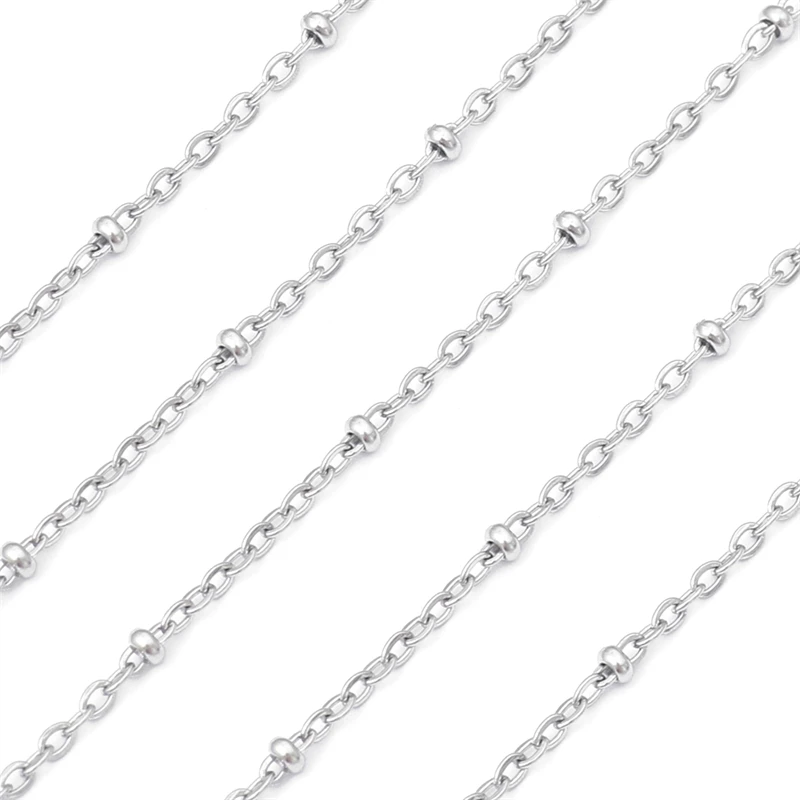 Chaînes en acier inoxydable, 1 mètre, ne se décolore pas, pour la fabrication de bijoux, bricolage, collier, Bracelet, accessoires, chaîne perlée faite à la main