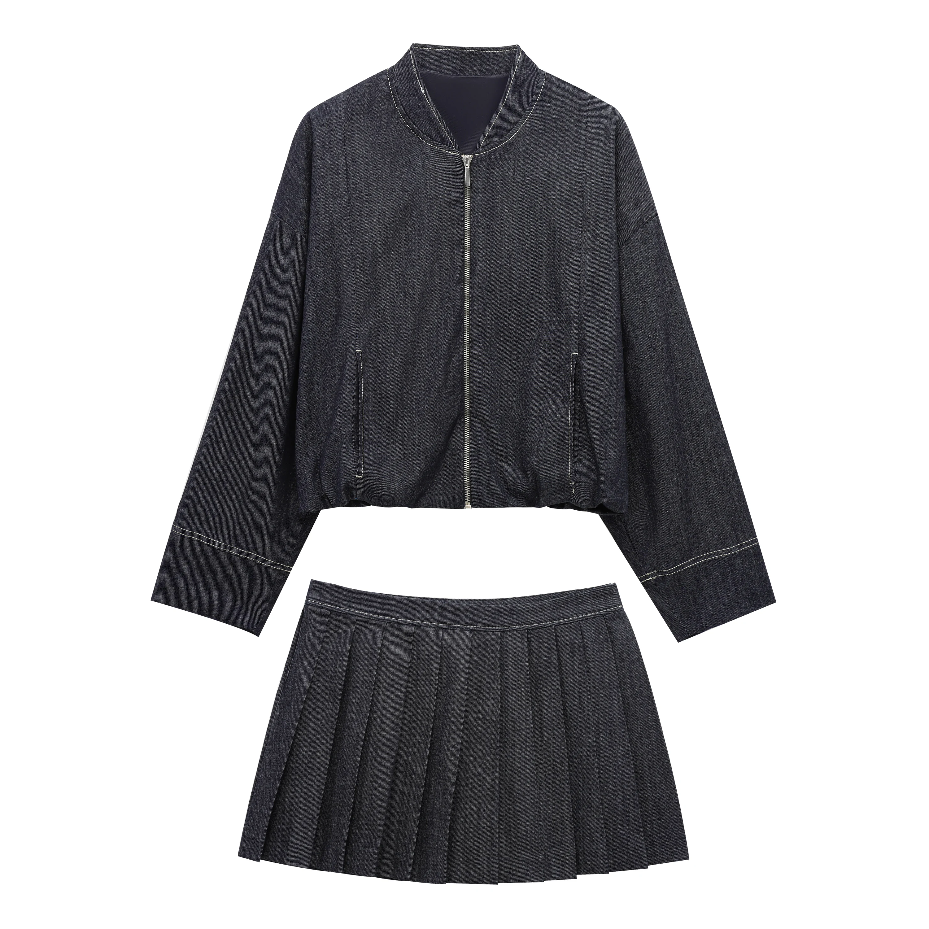 

Женская джинсовая куртка-пилот Balloon Edition 2025, повседневный комплект джинсовой юбки, весенне-летняя новая женская одежда