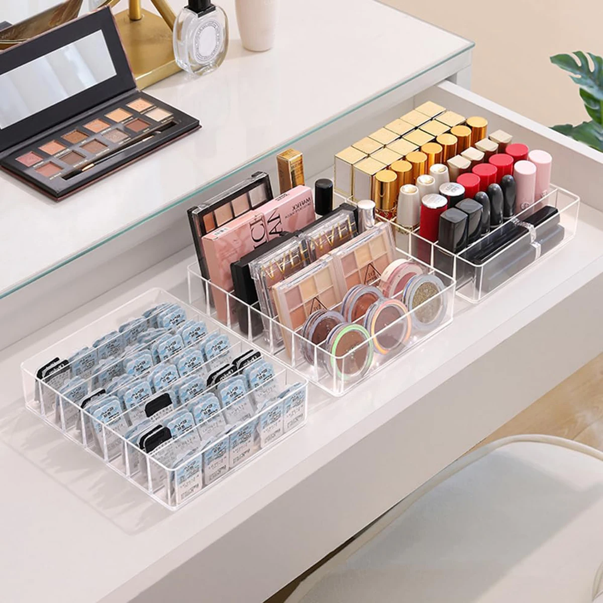 Drawer Acrylic Eye Shadow Storage Box For Powder Cake Blush Cosmetics Jewelry Storage Box Desktop Dustproof Rack