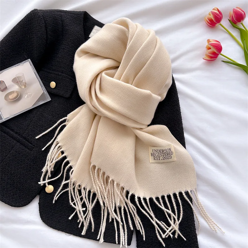 

New Autumn Winter Scarves Double-sided Faux Cashmere Scarf for Women Solid Warm Korean-style Couple Long Shawl Scarf Bufandas