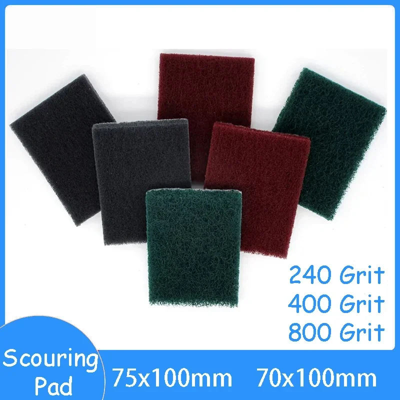 

75x100mm 70x100mm Multi-purpose Industrial Scouring Pad Hook & Loop 240 400 800 Grit Nylon Cleaning Cloth Rust Removal