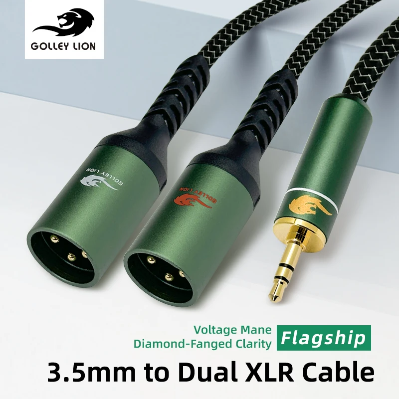 3.5mm to Dual XLR Stereo Cable, 1/8-inch Mini Plug to 2 XLR Male/Female Y-Splitter Adapter Cable, Suitable for Laptops, Desktop