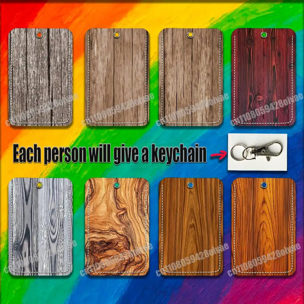 

Natural Wood Tree Texture For ID Clips Credit Bank Access Water Card Holder Cover Decoration Bag Key Keychain