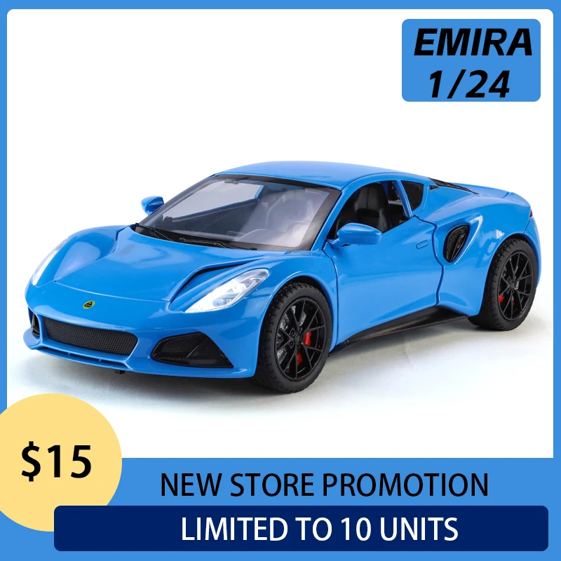 

1:24 Emira Supercar Alloy Racing Car Model Diecasts Metal Vehicles Gift Children Sound Light Collection Toy Boy Fast and Furious