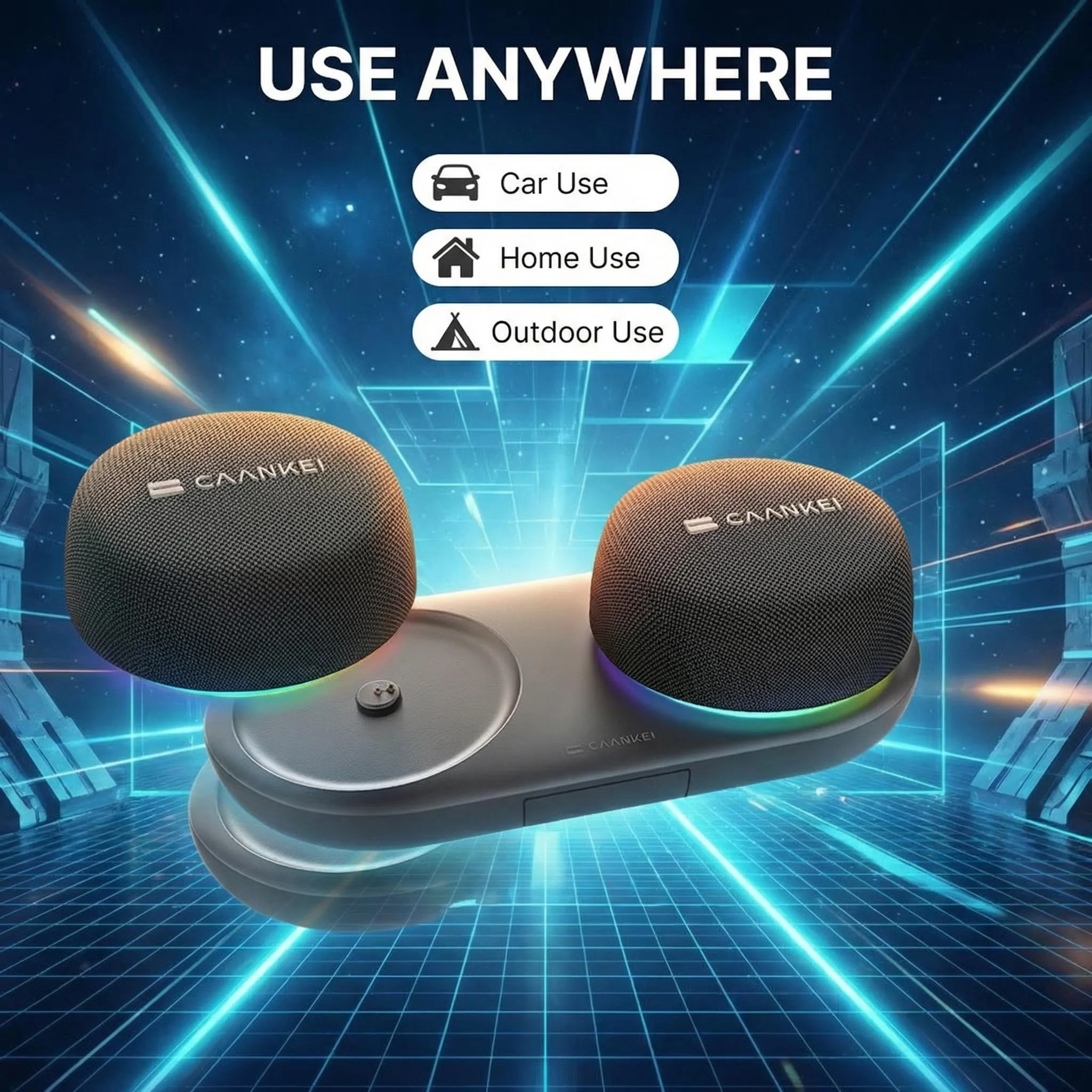 

Магнитная Bluetooth-колонка 2-в-1 со съемной подставкой для телефона, двойным стереозвуком 4 Вт, RGB-подсветкой для путешествий, дома и офиса