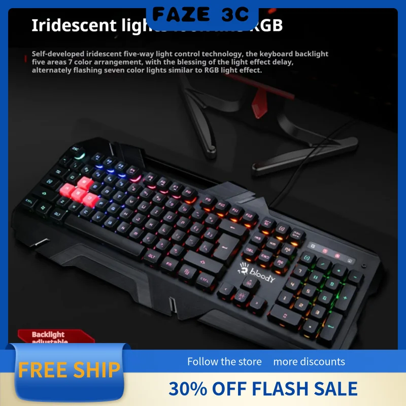 A4tech B150n B160n Wired Esports Gaming Keyboard Thin Film Abs Material Ergonomics Wrist Pad Laptop Desktop Computer Gaming Gift