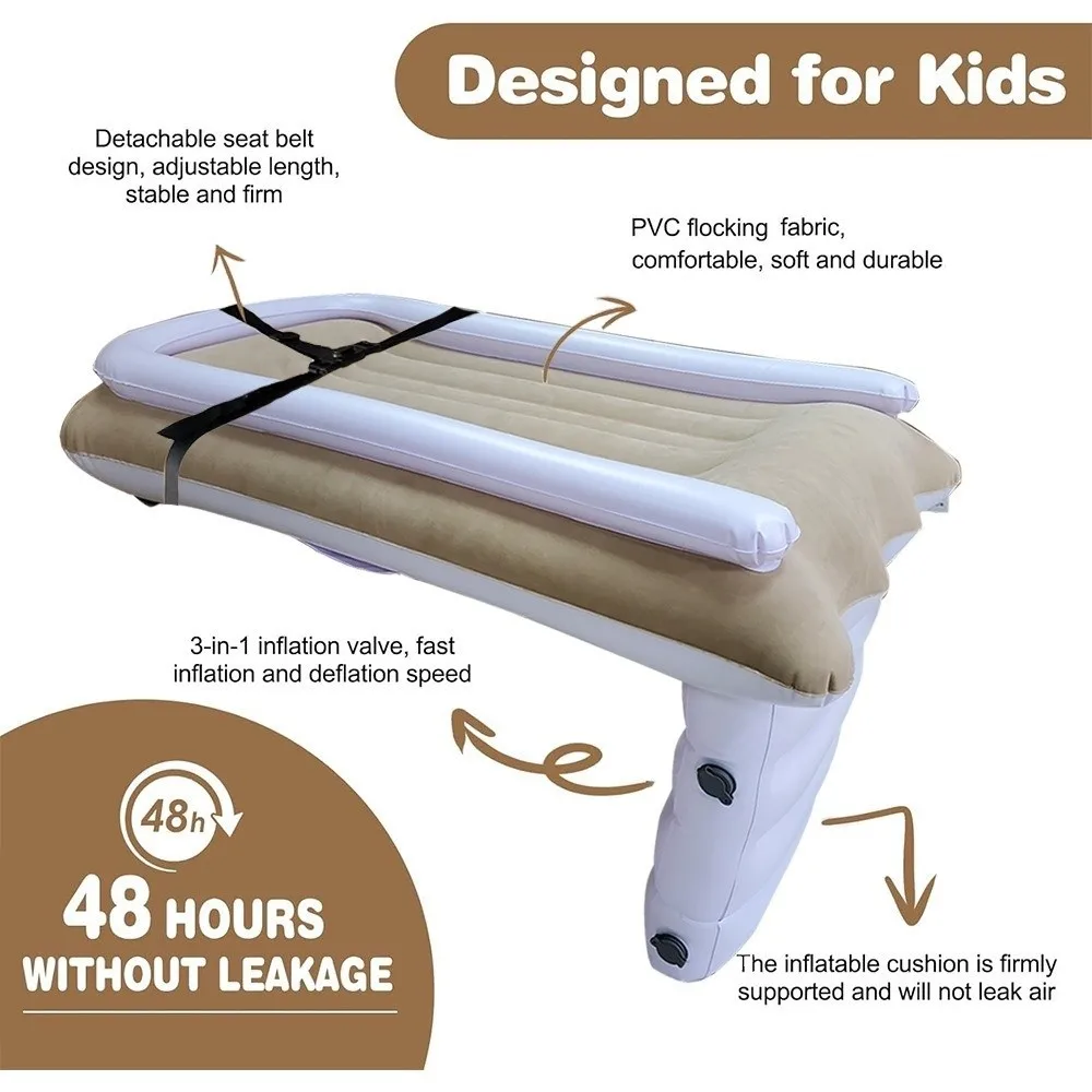 PVC Material Airplane Bed Inflatable Sleeping Cushion Toddler Mattress Hold Up To 88LBS Heavy Duty Air Bed Seat Extender