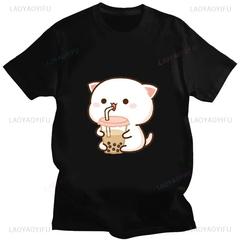 Cute Bear Tshirt Bubu Dudu Cartoon T Shirt Summer Short Sleeve Womens Tee High Quality Cotton Kawaii Couple Clothes Short-sleev