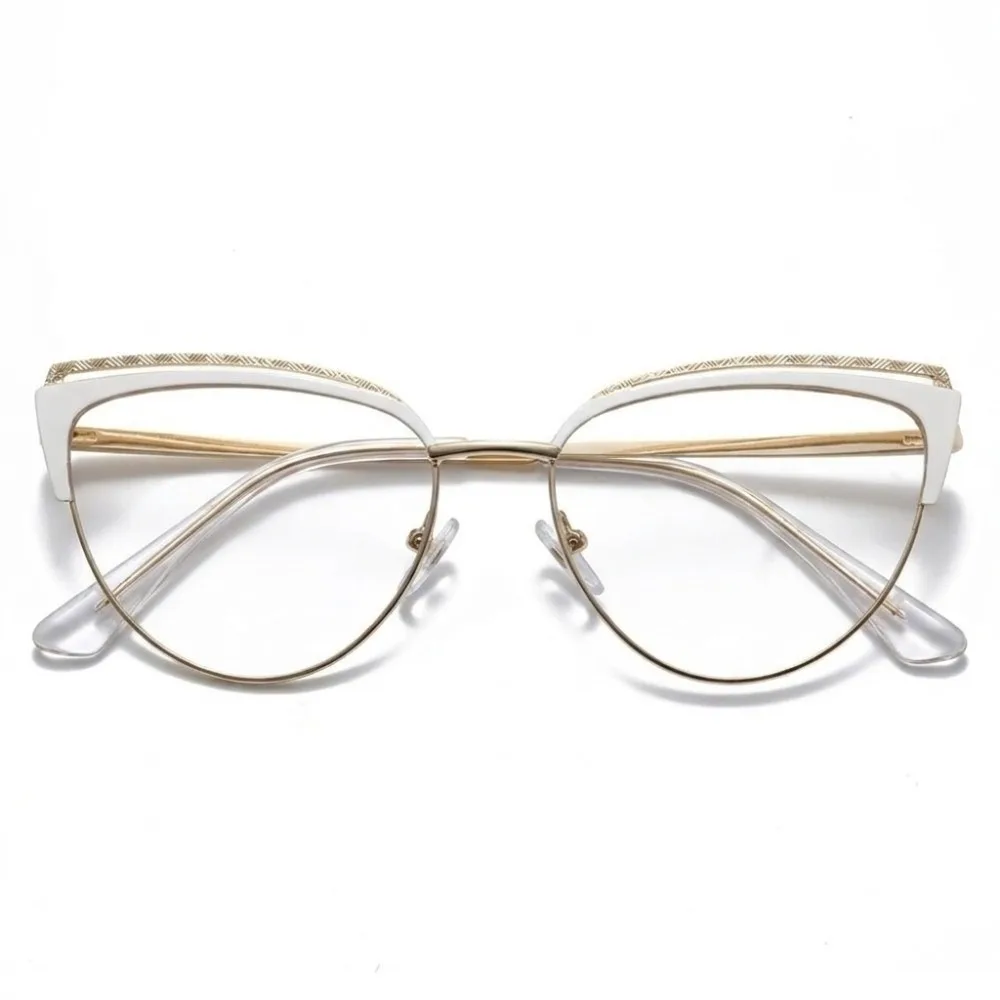 Metal Frame Cat Eye Glasses Lightweight Decorative Blue Light Blocking Glasses Costume Accessory HD Photochromic Glasses