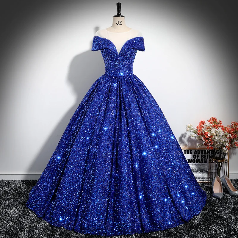 Ball Gown Dress Women Long Dresses Sexy Vestidos Y2k Streetwear V Neck Elegant Splice Party Night Work Off Shoulder Sequins
