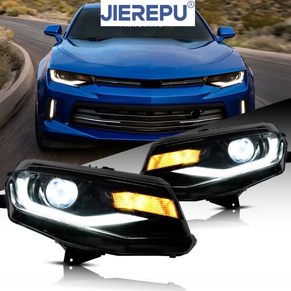

1 пара полностью светодиодных фар в сборе для Chevrolet Chevy Camaro 2016-2018, последовательные автомобильные фары, аксессуары