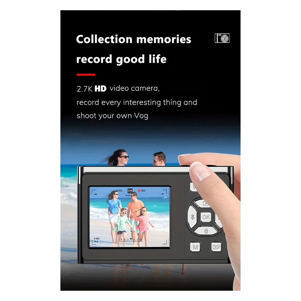 NEW HD Digital Camera Mini Student Activity CCD Selfie Card Camera 50 Million Pixels 2.2 Inch Display for Travel Black