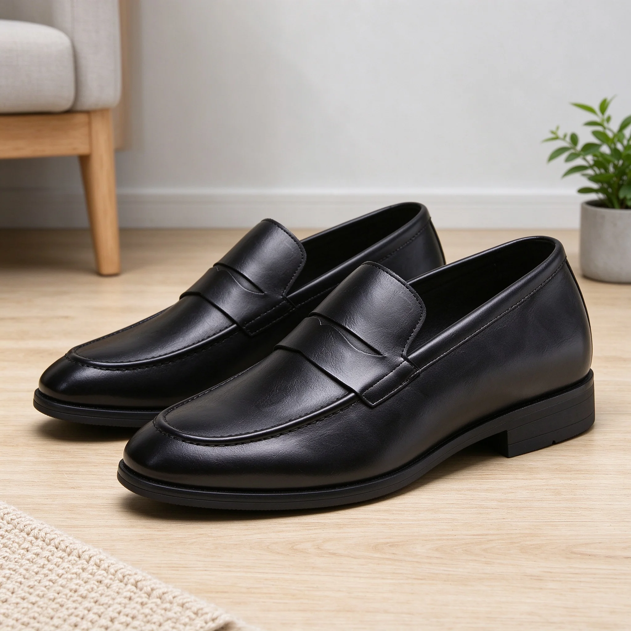 Desai Men's Loafers Faux Leather Penny Slip On Casual Shoes Comfortable Lightweight Moccasins Office Walking Autumn