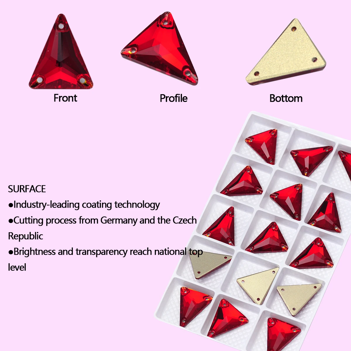 Pubrilex Slim Triangle Shape Sew On Rhinestones Glass Flat Back Sewing Stass For Figure Skating Gym Suit Garment Decoration