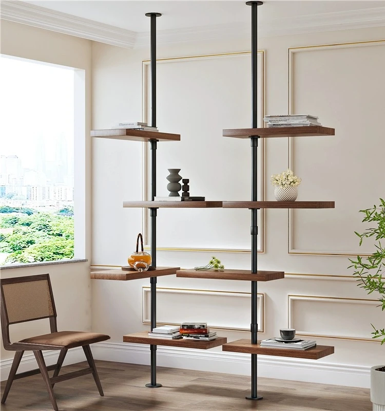 Minimalist and upright, creative top iron bookshelf, living room partition wall storage rack, hanging display rack