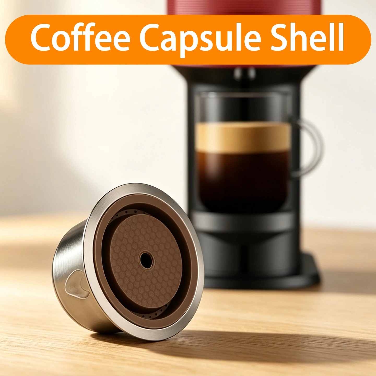 Refillable Stainless Steel Coffee Capsule Filter Shell with Silicone Lid, Coffee Tool Set Compatible with Coffee Machines