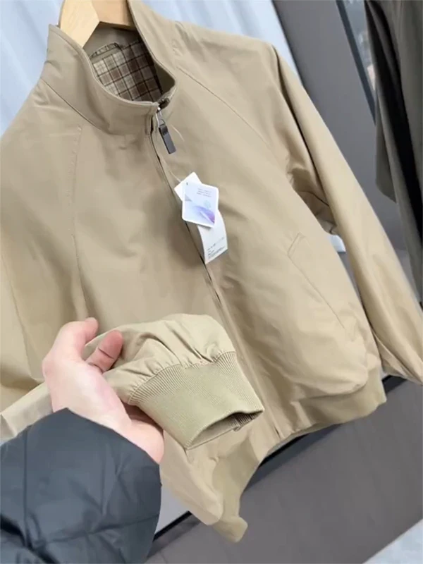 

Мужская куртка-бомбер Cleanfit Harrington цвета хаки, весенне-осенняя, повседневная, ветрозащитная, на молнии, с длинными рукавами