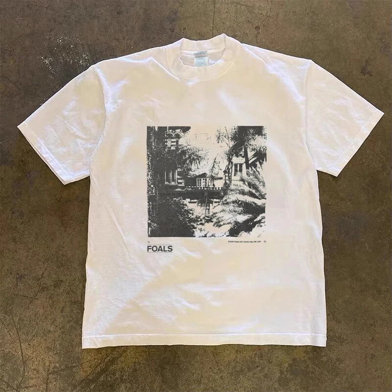 Olschool British Indie Rock Foals Band Retro Atmosphere Pure Cotton Short Sleeve T-Shirt Breathable Summer Casual Unisex Tee