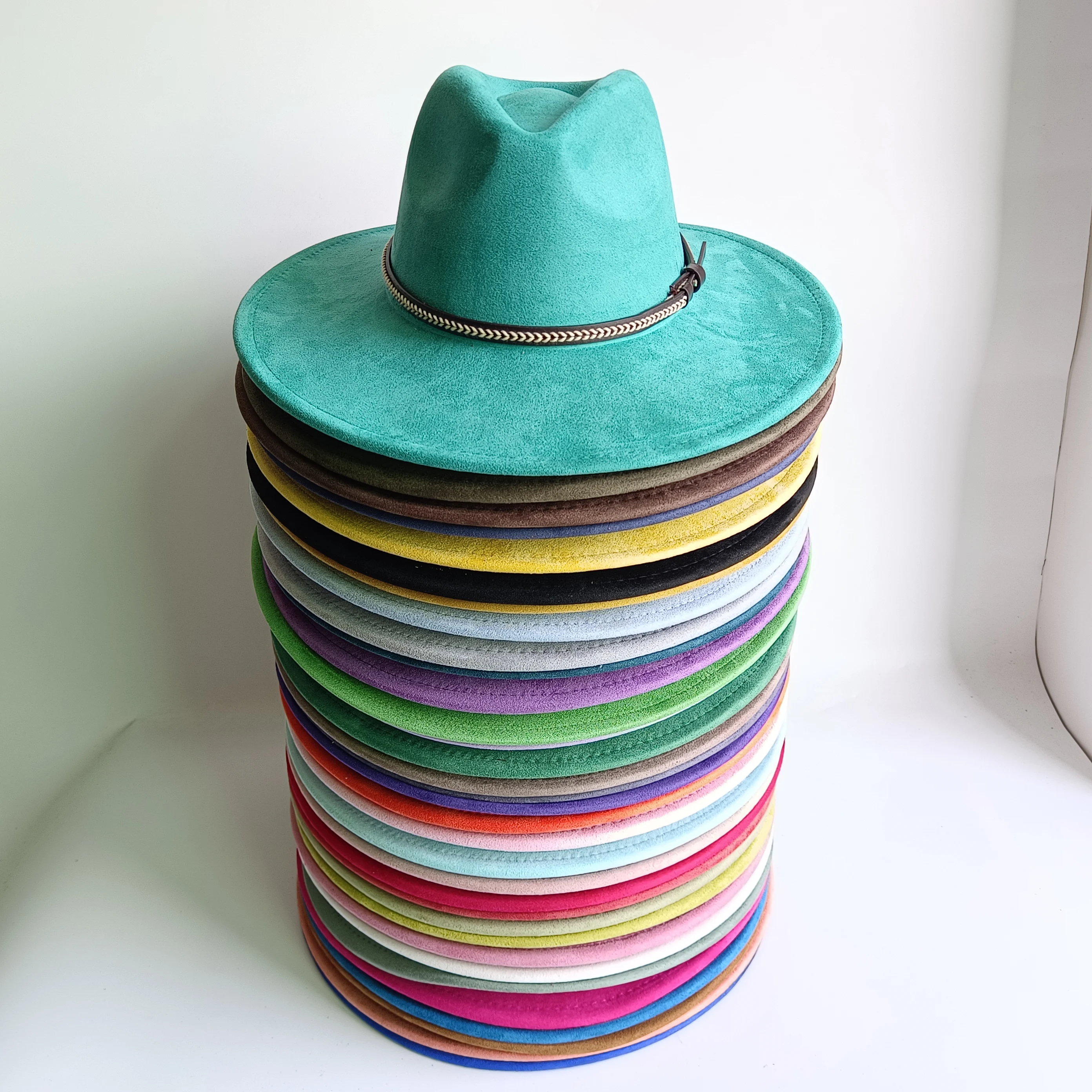 Vegan Suede Hat 9.5cm Wide Brim Fedora Hat Men's and Women's Autumn and Winter Felt Jazz Hat Laser Engravable chapeau femme