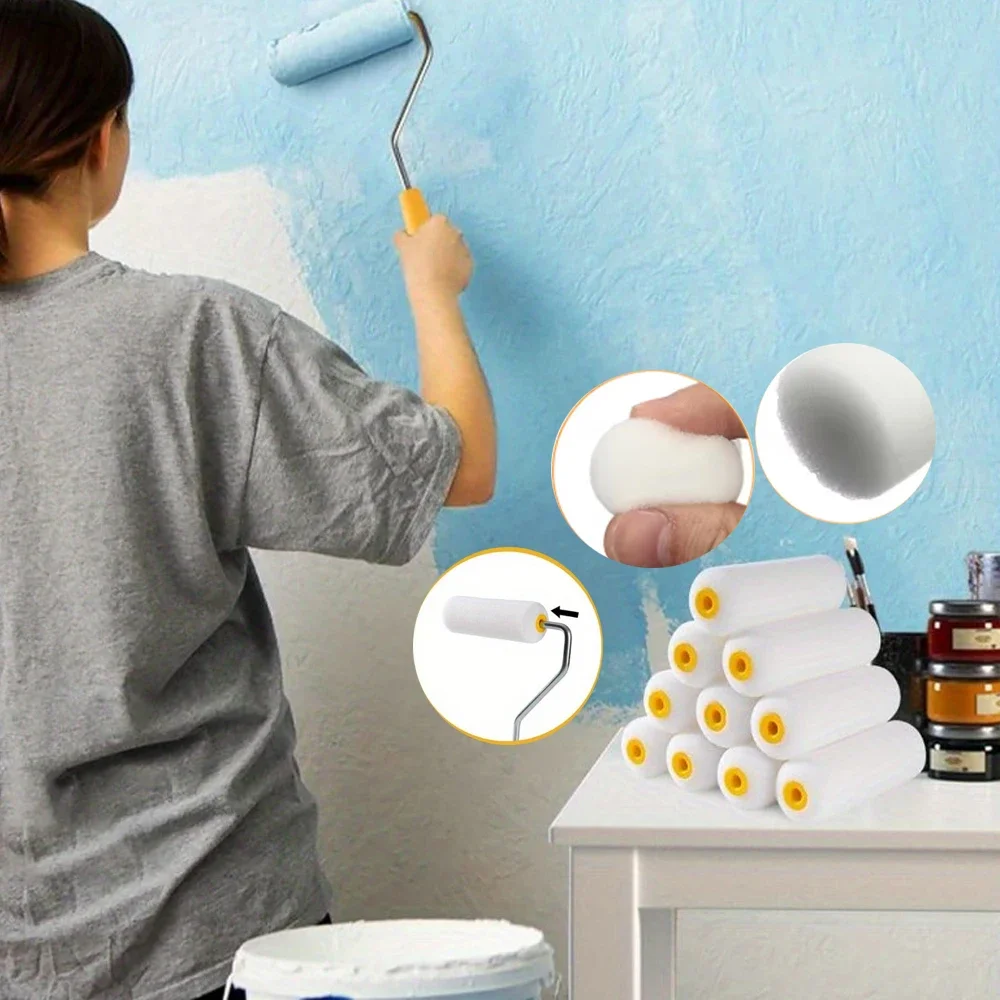 

10 шт., 100 мм, мини-белые прочные пенопластовые валики для рисования, украшения, губчатые валики, художественные наборы, принадлежности для рисования
