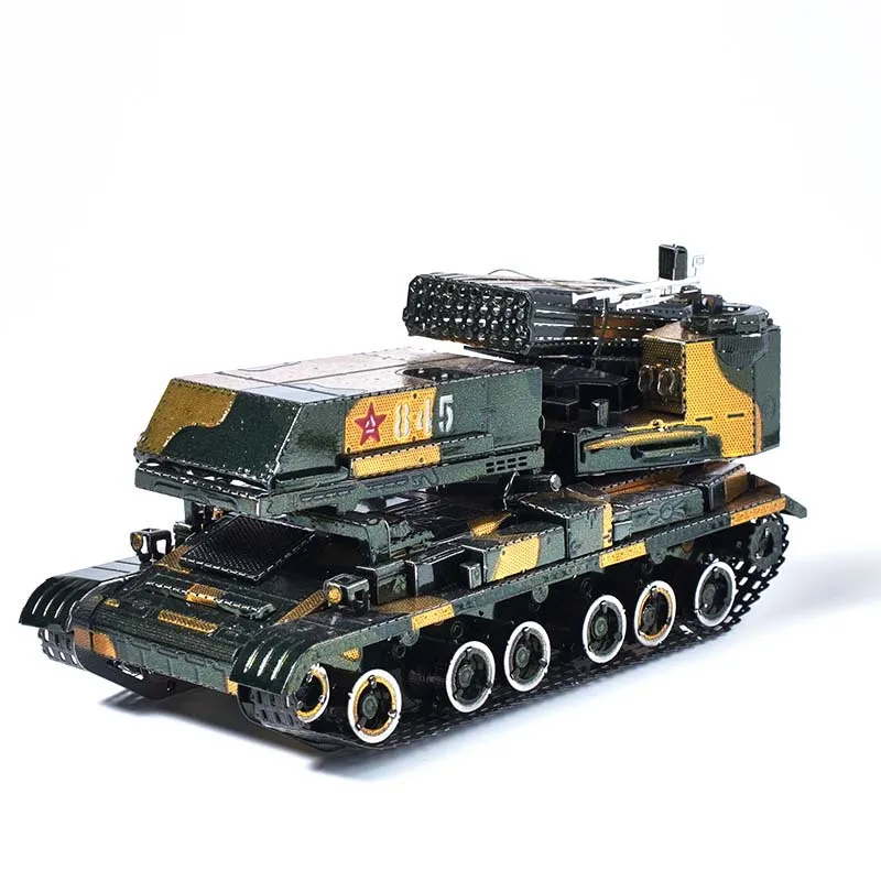 Camouflage MLRS DIY 3D Metal Puzzle Chinese Rocket Launcher Hand Assembled Model Kits Jigsaw Puzzle Toys for Adult Gifts