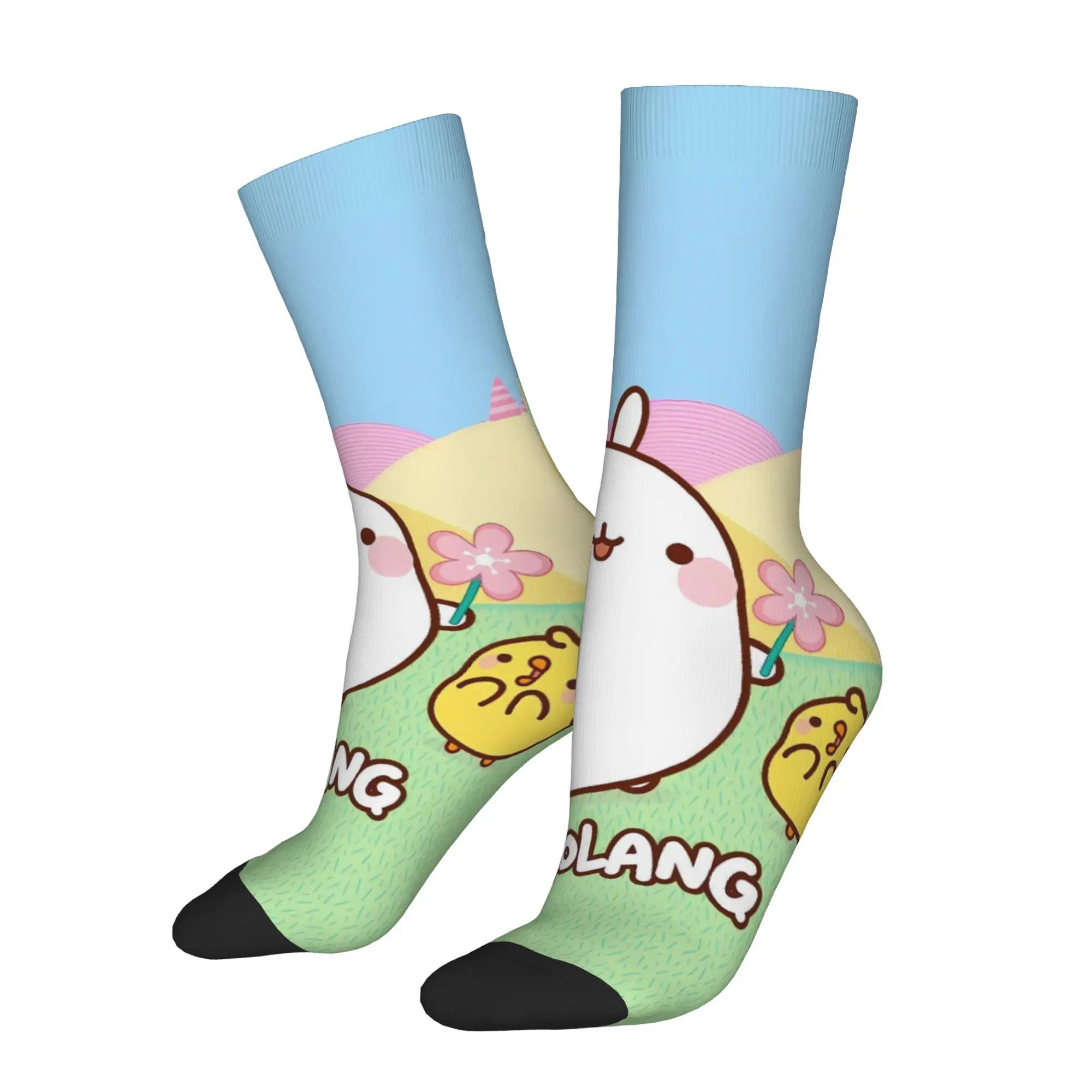 

Molang Funny Cartoon Socks Korean Stockings Adults Men Medium Soft Running Sports Socks Autumn Graphic Anti Sweat Socks