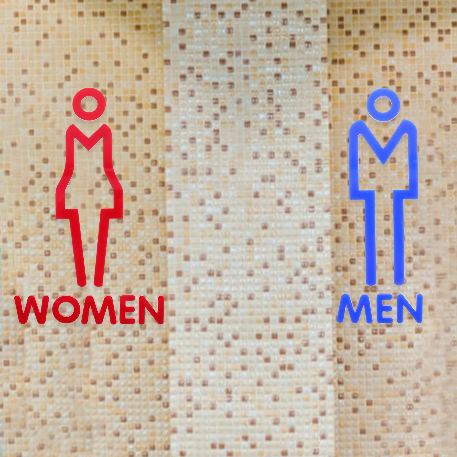 2Pcs Bathroom Sign Acrylic Toilet Sign Board Self-Adhesive Restroom Identification Markers for Store Shopping Center Use