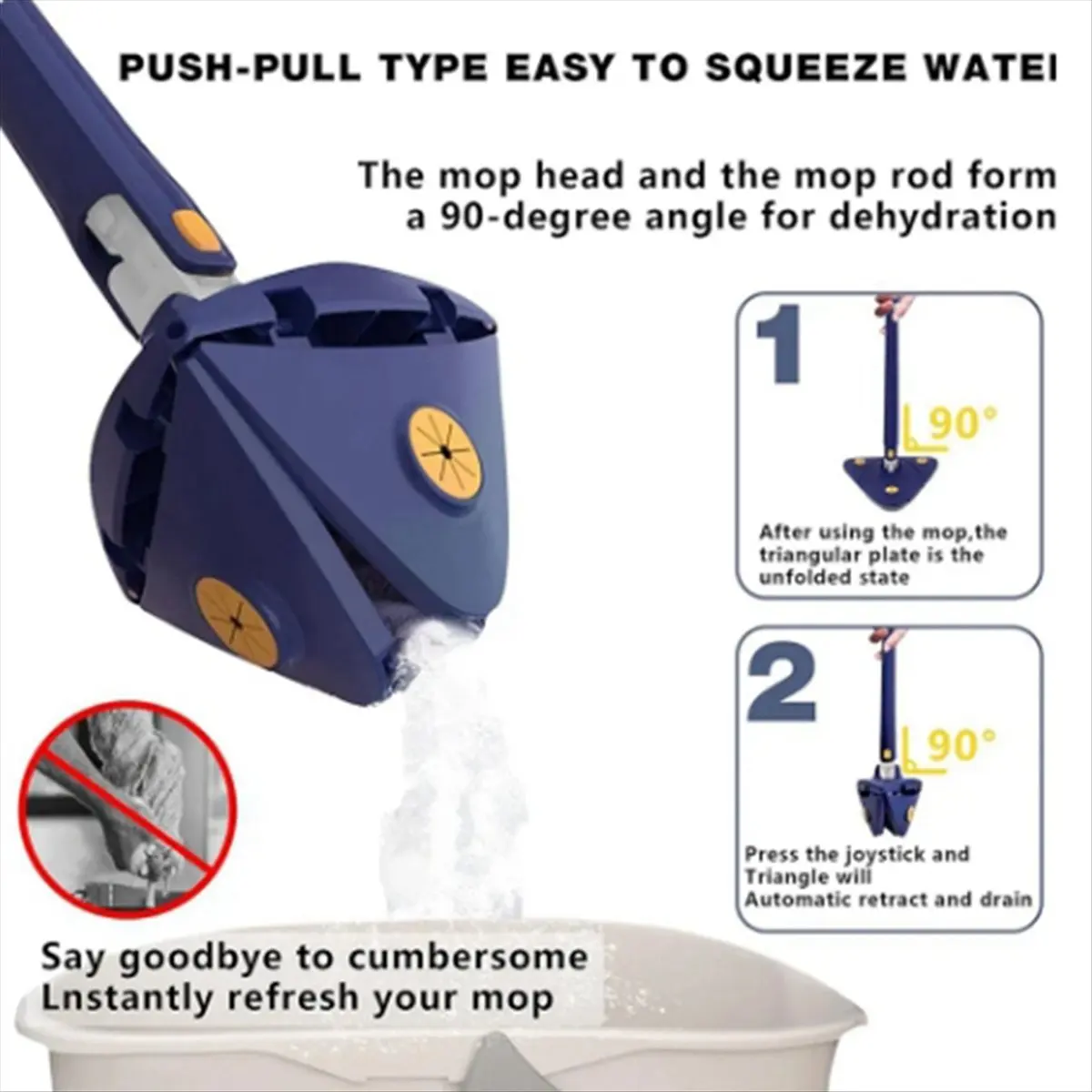 ABJS Telescopic Cleaning Mop Rotatable Microfiber Mop 360 Twist Squeeze Quick Dry Mops Home Cleaning Tools A