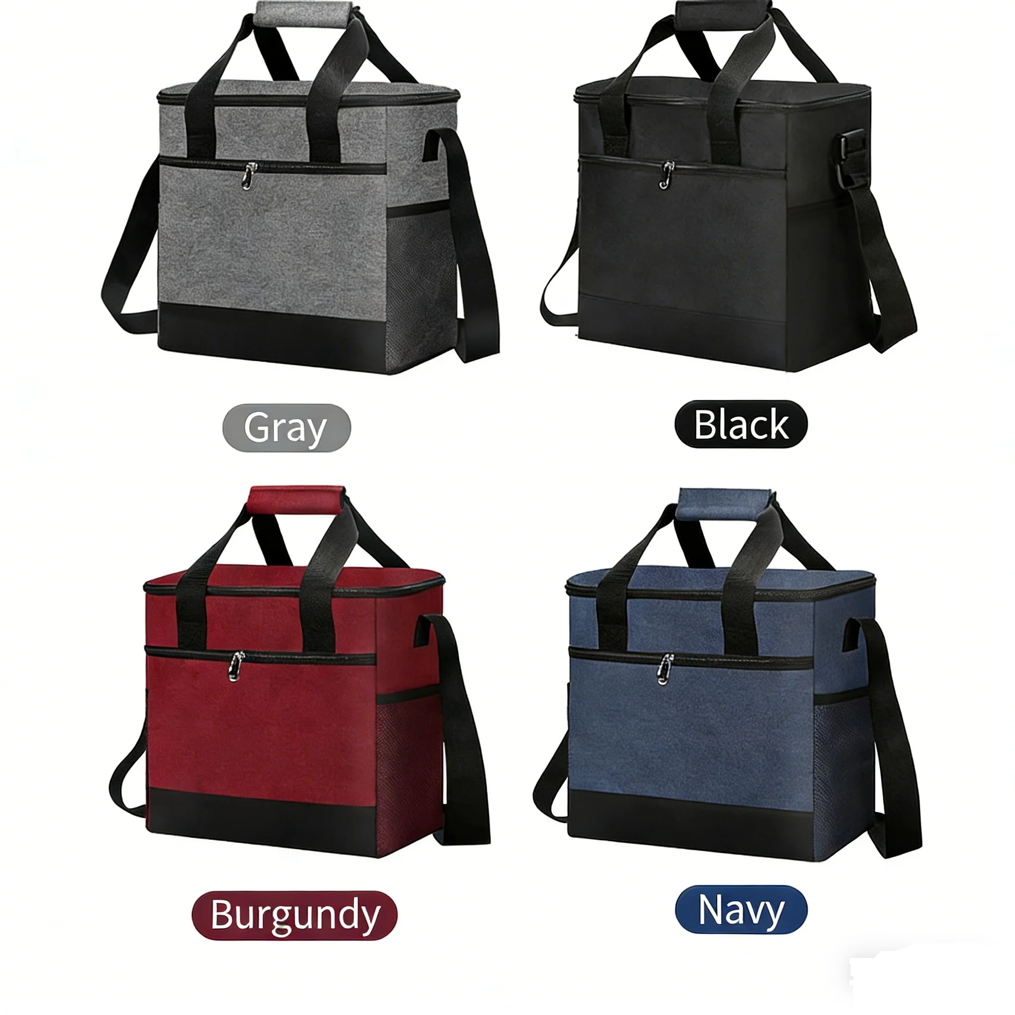 Modische, faltbare Thermotasche mit großer Kapazität, isoliert, Picknick, auslaufsicher, Lunchbox, Kühltasche für Outdoor-Reisen, Camping, Familie – Detail 3