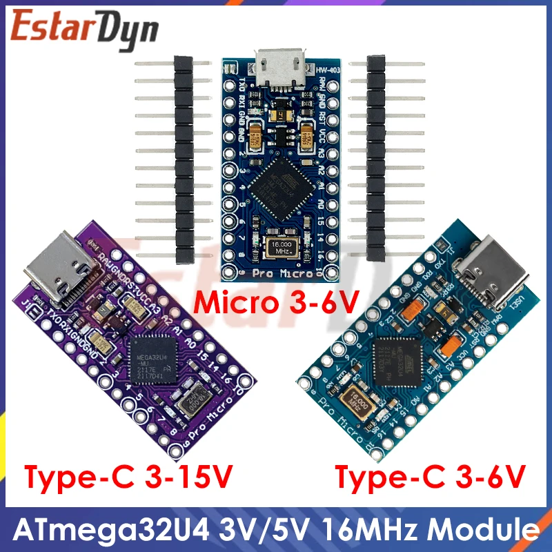 MICRO/TYPE-C USB ATMEGA32U4 Module 5V 16MHz Board For ATMEGA32U4-AU/MU Controller Pro-Micro Replace for