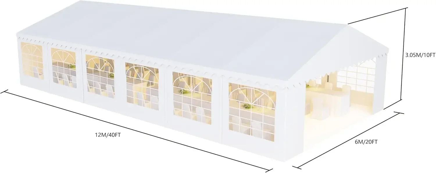 Party Tent 40x20 Heavy Duty Large White Commercial Fair Shelter Wedding Events Canopy Tent White 20x40