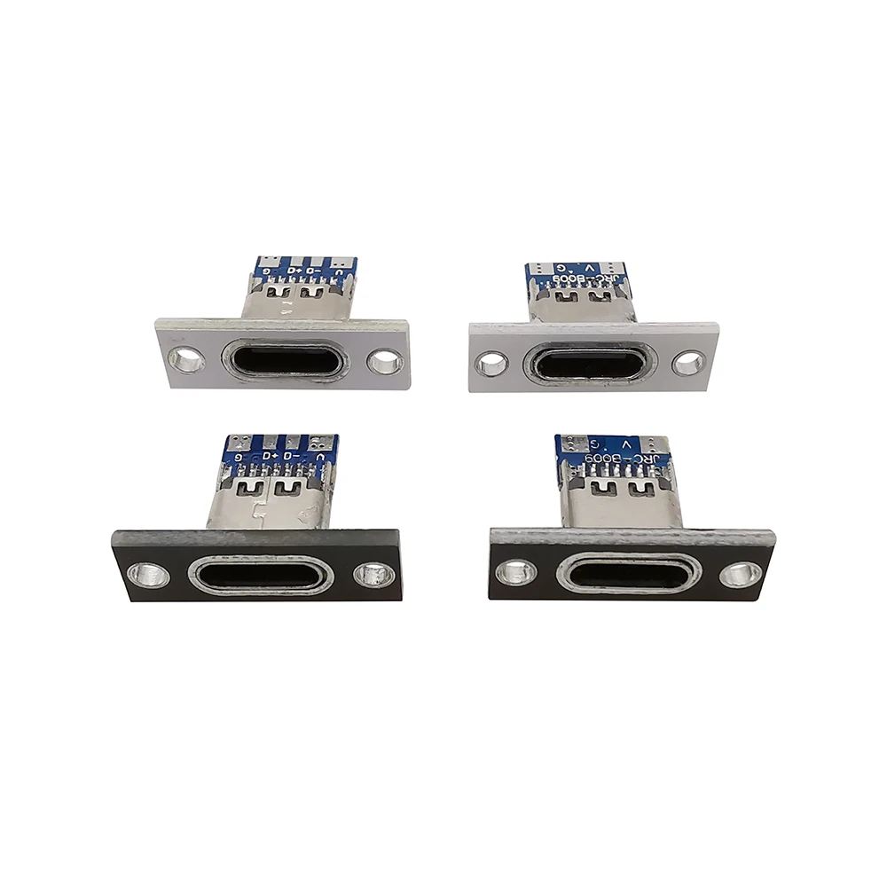 1/2/5Pcs  USB 3.1 Jack 2 Pin 4 Pin Female Connector Charging Port DIY USB 3.1 Type C Socket With Screw Fixing Plate