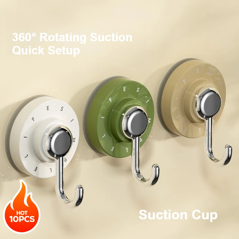 

Heavy Duty Rotatable Suction Cup Hook No Drilling Bathroom Kitchen Wall Vacuum Adhesive Hanger