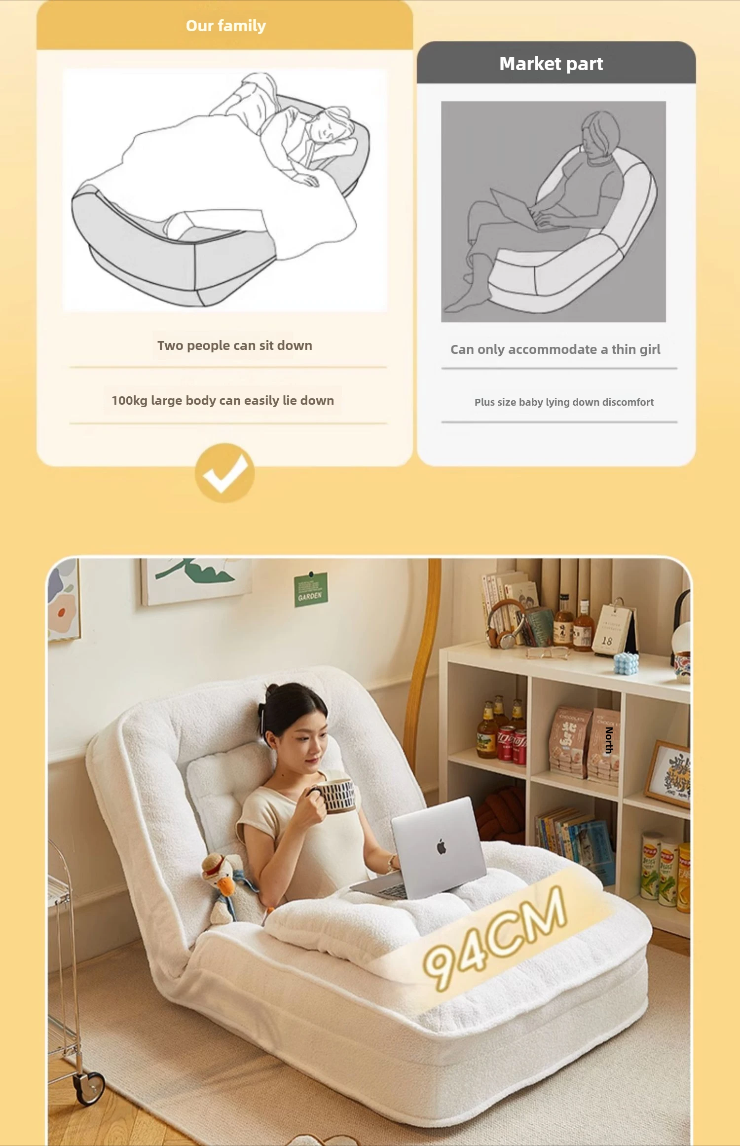 Lazy sofa reclining and sleeping single tatami bedroom small sofa folding sofa bed