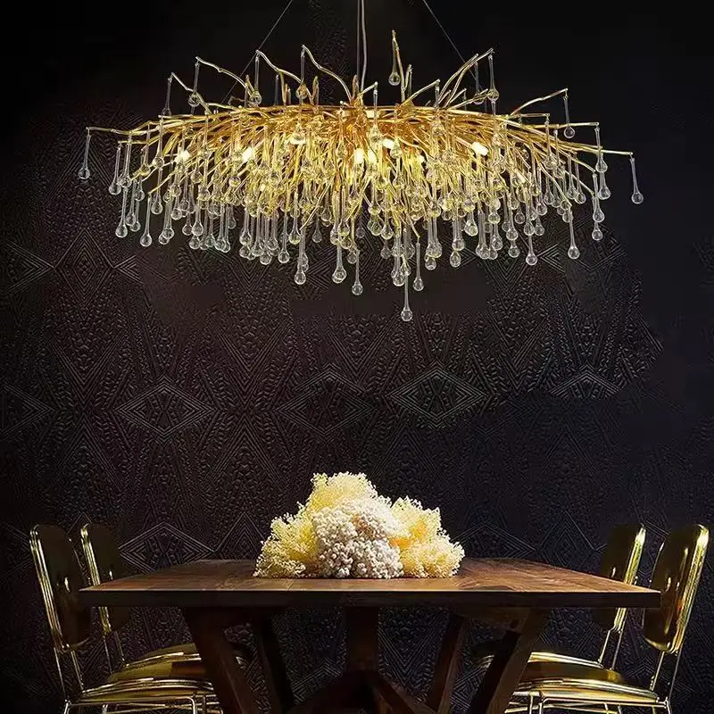 

European quality Retro drop Crystal Chandeliers Height adjustable Ceiling luminaire lustre Suitable for Hotel lobby decoration