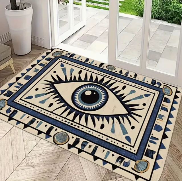 1pc Eye Pattern Floor Mat Outdoor Decoration Door Mat Flannel Material Wear Resistant Office Mat Balcony Carpet Entrance Mat