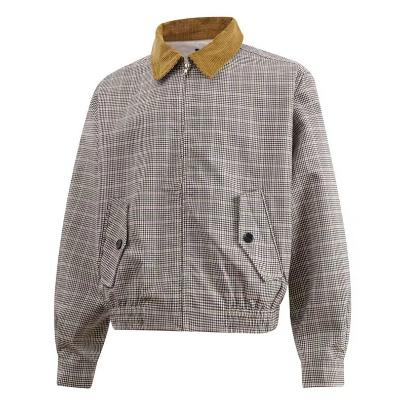 Men Fashion Retro Grid Lapel Coat Spring Autumn Loose Casual Comfort Tops New Outdoors Simplicity Versatile Windproof Jacket Men