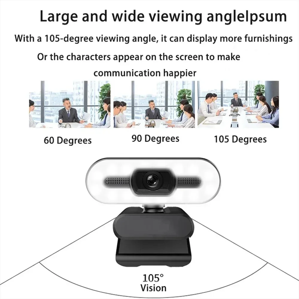 Draagbare Full HD 1080P 2K 4K Webcam PC Laptop Autofocus Webcam Live streaming Flexibel met microfoon Live-uitzending met licht