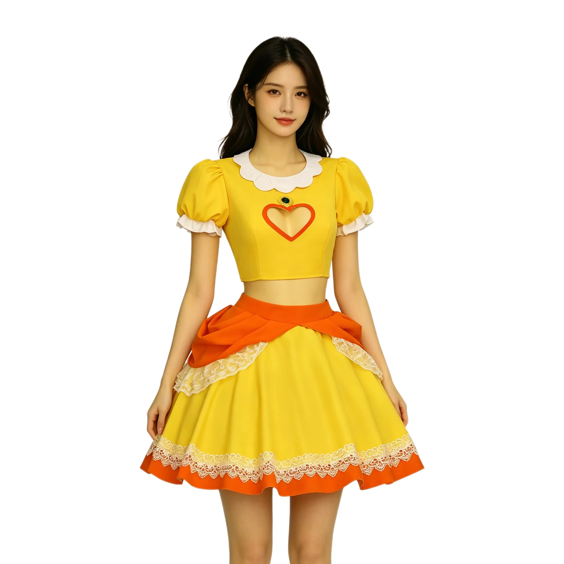 Picture 3: Rosalina & Peach Cosplay Dress Set-Light Blue Bell Sleeve Top & Pink Heart Skirt, Perfect for Mario-Themed Birthday & Comic-Con