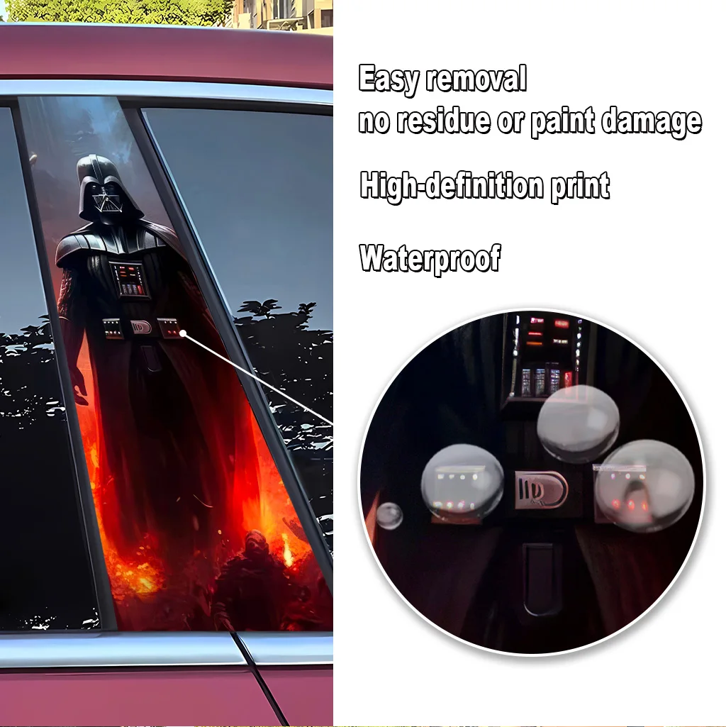 Naklejka na słupek B samochodu Star Wars, naklejka JDM, wodoodporny, samoprzylepny plakat, Luke Skywalker, odporny na zarysowania, Darth Vader
