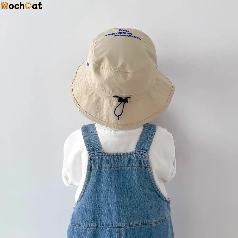 

Korean Style Breathable Bucket Hat Mesh Letter Embroidery Summer Kid Sunhat Anti-UV Sun Hat Quick-dry Children's Fisherman Hat