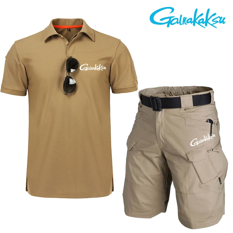 Traje pesca secado rápido hombre – camiseta táctica pantalones bolsillos - imagen 3