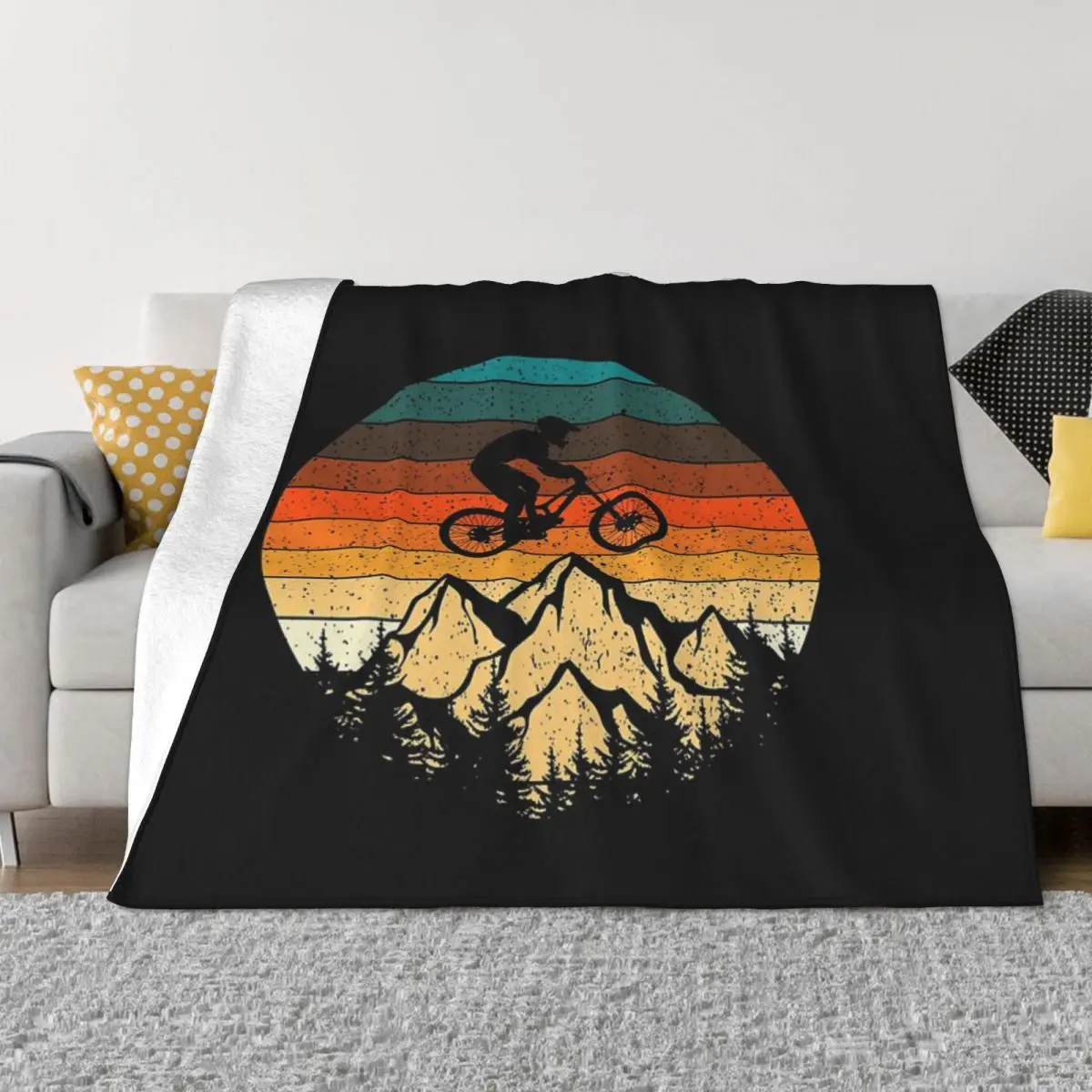 Mountainbike Downhill Retro Vintage Gift Home Knee Blanket Winter Blankets Home And Decoration Throw Blanket