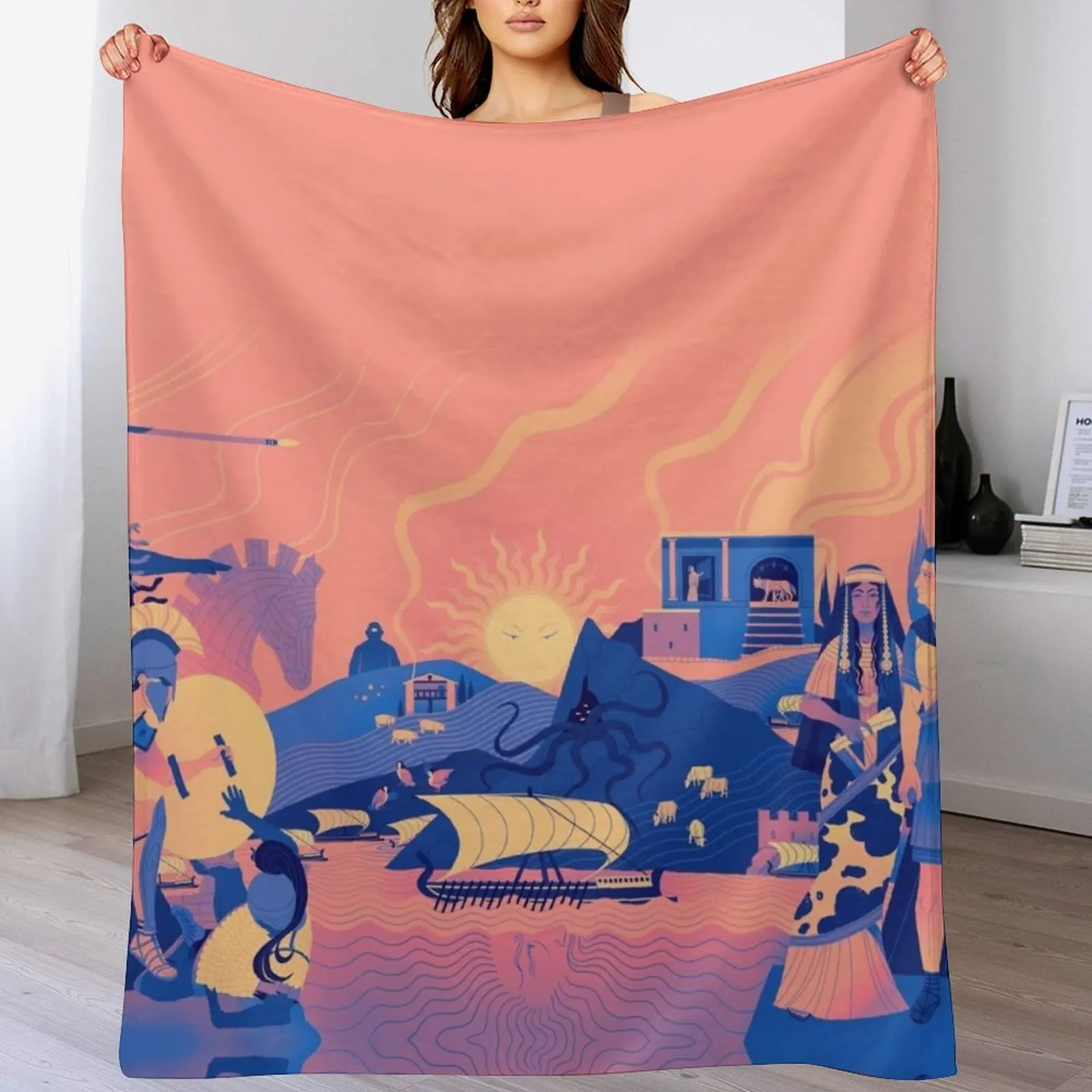 Epic Trilogy Landscape - Summer Throw Blanket Soft Plush Blanket as Housewarming Gift