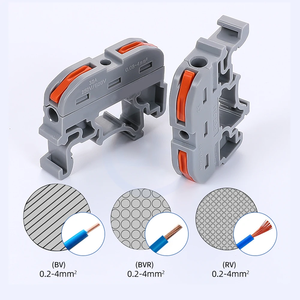 (10 pcs) PCT-211 KV-121 DIN-Rail Quick Release Terminal Block Connector Hard and Soft Wires Electrical Box Accessories DIN-Rail