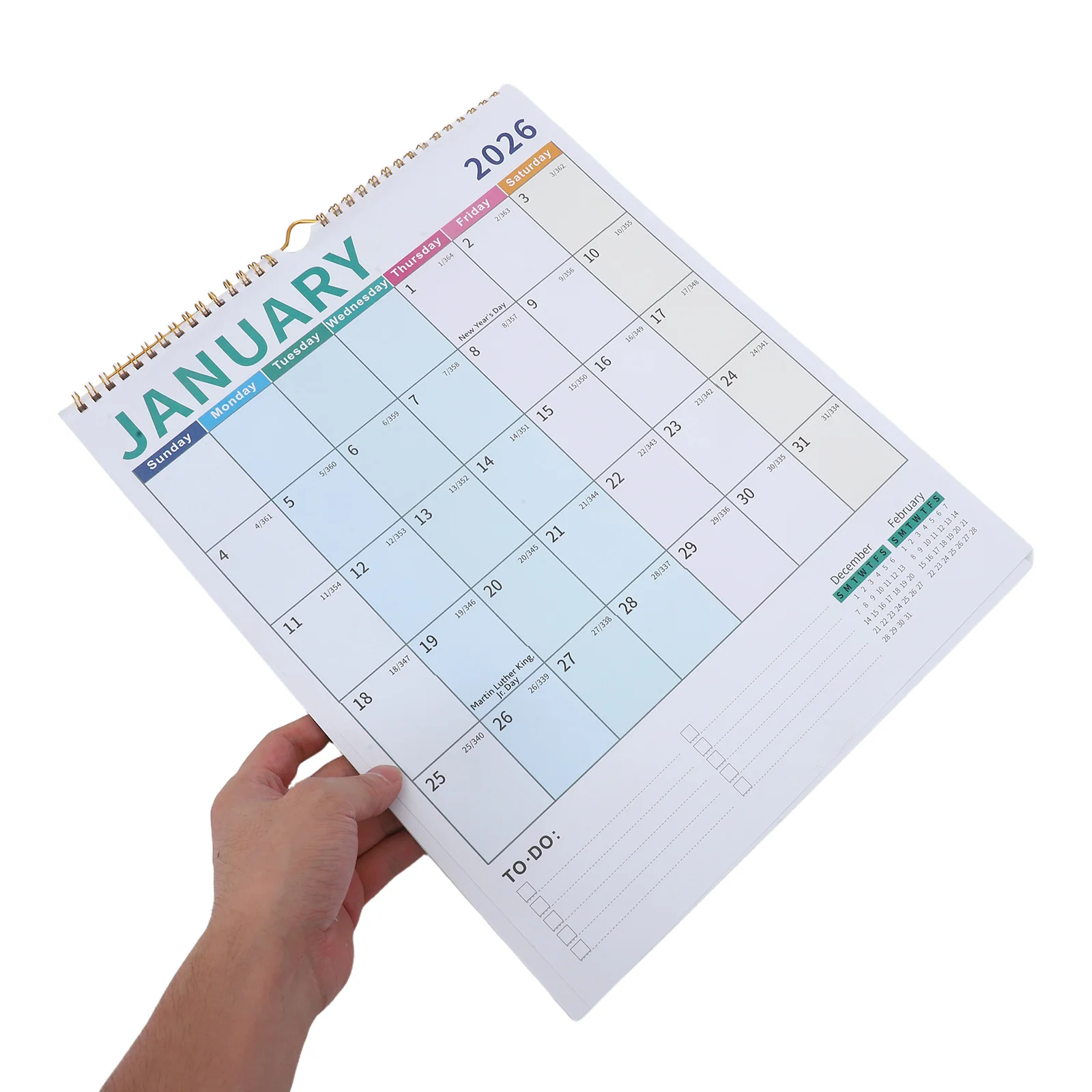 

18pcs 2026-2027 18 Months Yearly Monthly English Spiral Wall Mounted Calendar Multi-Country Holidays Large Readable Office Home
